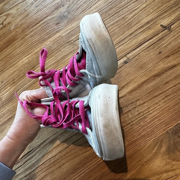 Vans High Top Suede Girls Zip Sneakers Pale Blue Sequin Unicorn - Picture 6 of 11